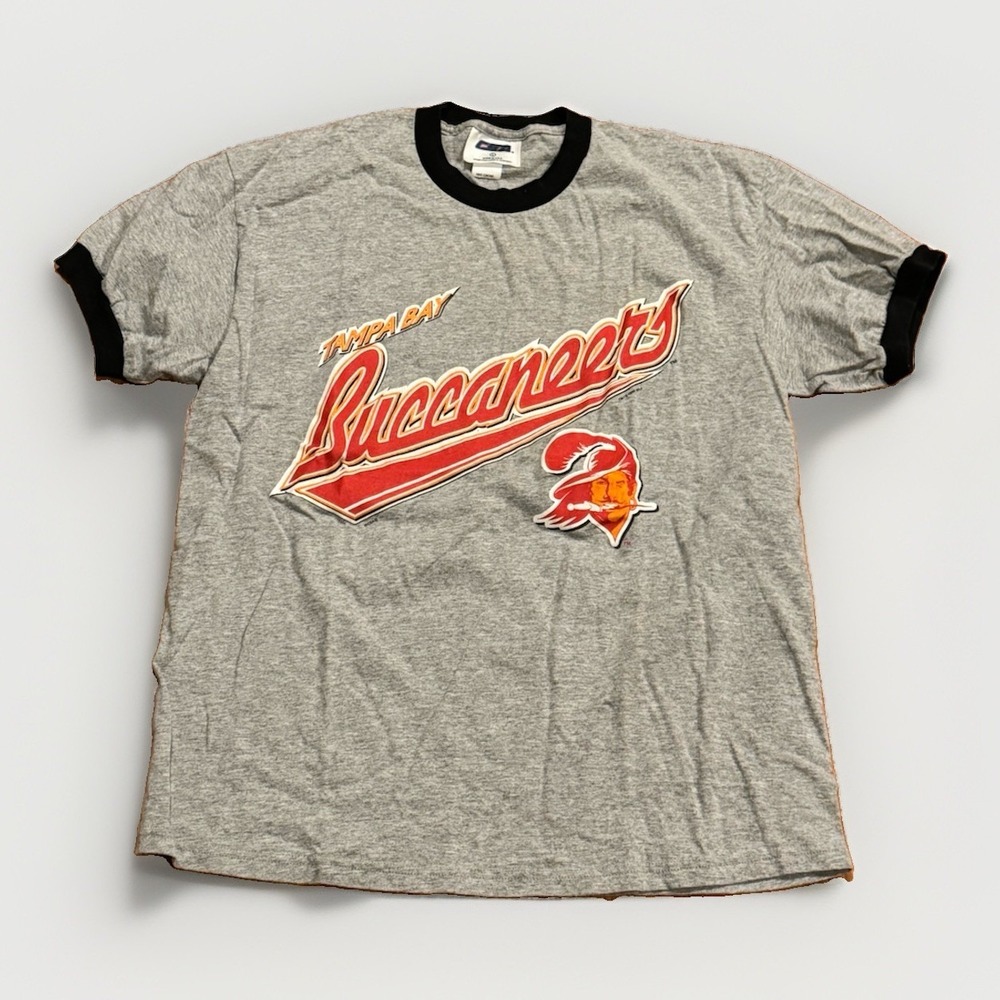 Vintage Tampa Bay Buccaneers Bucco Bruce Creamsicle L Ringer Tee Shirt 90s